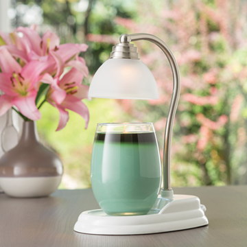 White Nickel Aurora Candle Lamp, 7.75"x5.25"x10.75", Top-Down Warming Technology - SuperSaverAU - view 1