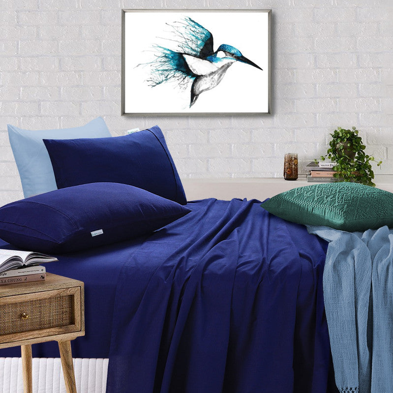 Elan Linen Vintage Washed 100% Egyptian Cotton 500TC Mega Queen Bed Sheet Set - SuperSaverAU - view 1