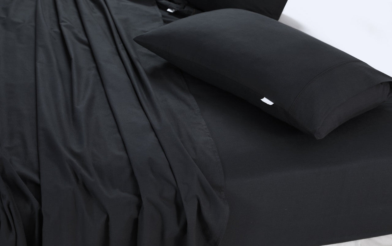 Elan Linen Vintage Washed 100% Egyptian Cotton Bed Sheets Set, Charcoal, Single - SuperSaverAU - view 4