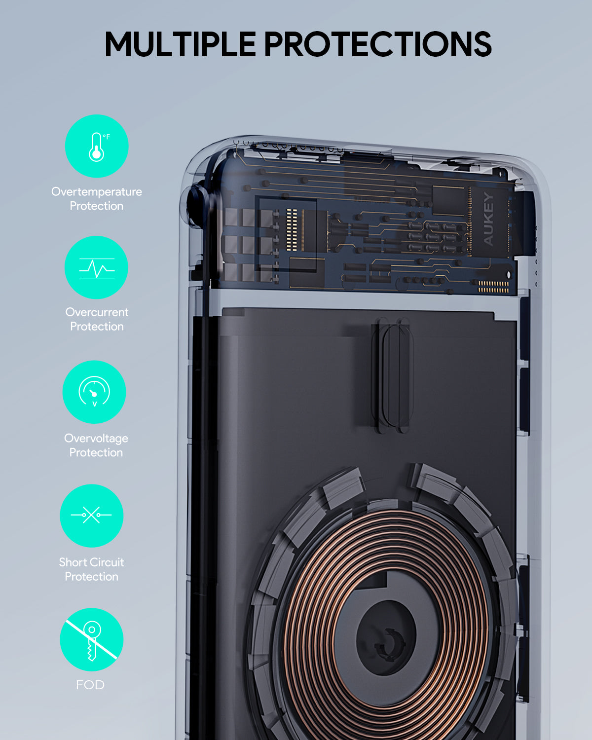 Aukey 6700mAh Magnetic Wireless Charging Power Bank - SuperSaverAU - view 5