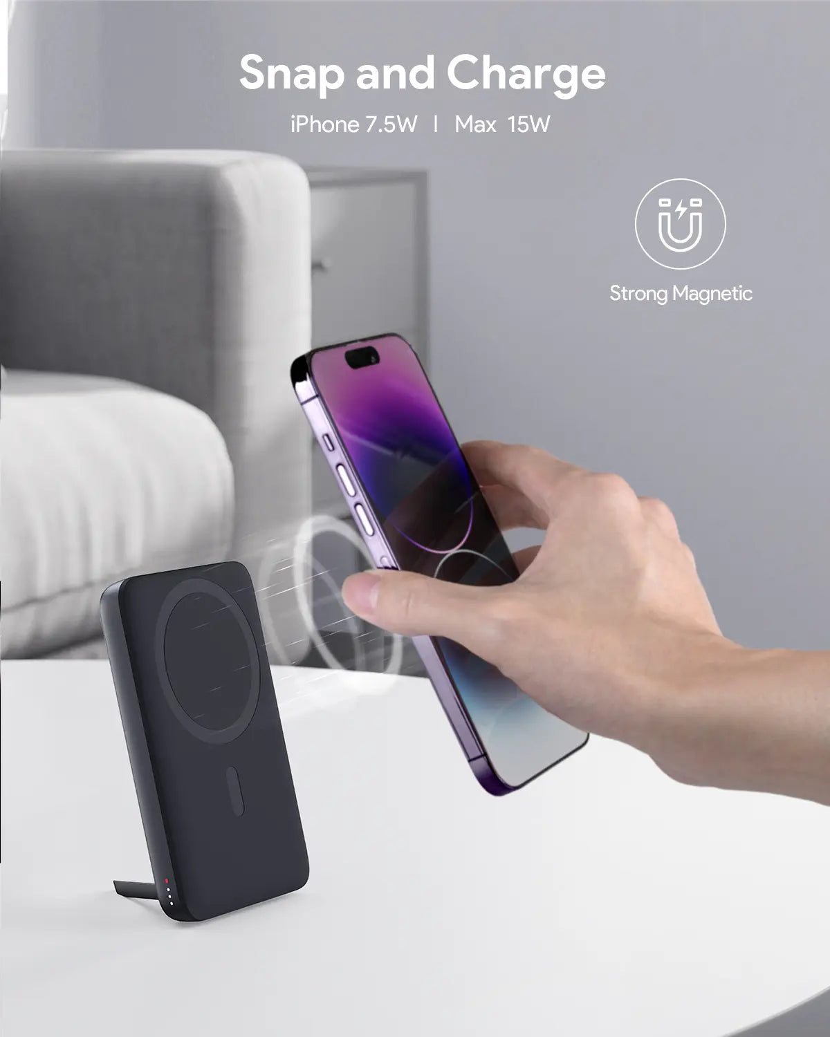 Aukey 10000mAh Magnetic Wireless Charging Power Bank - SuperSaverAU - view 6