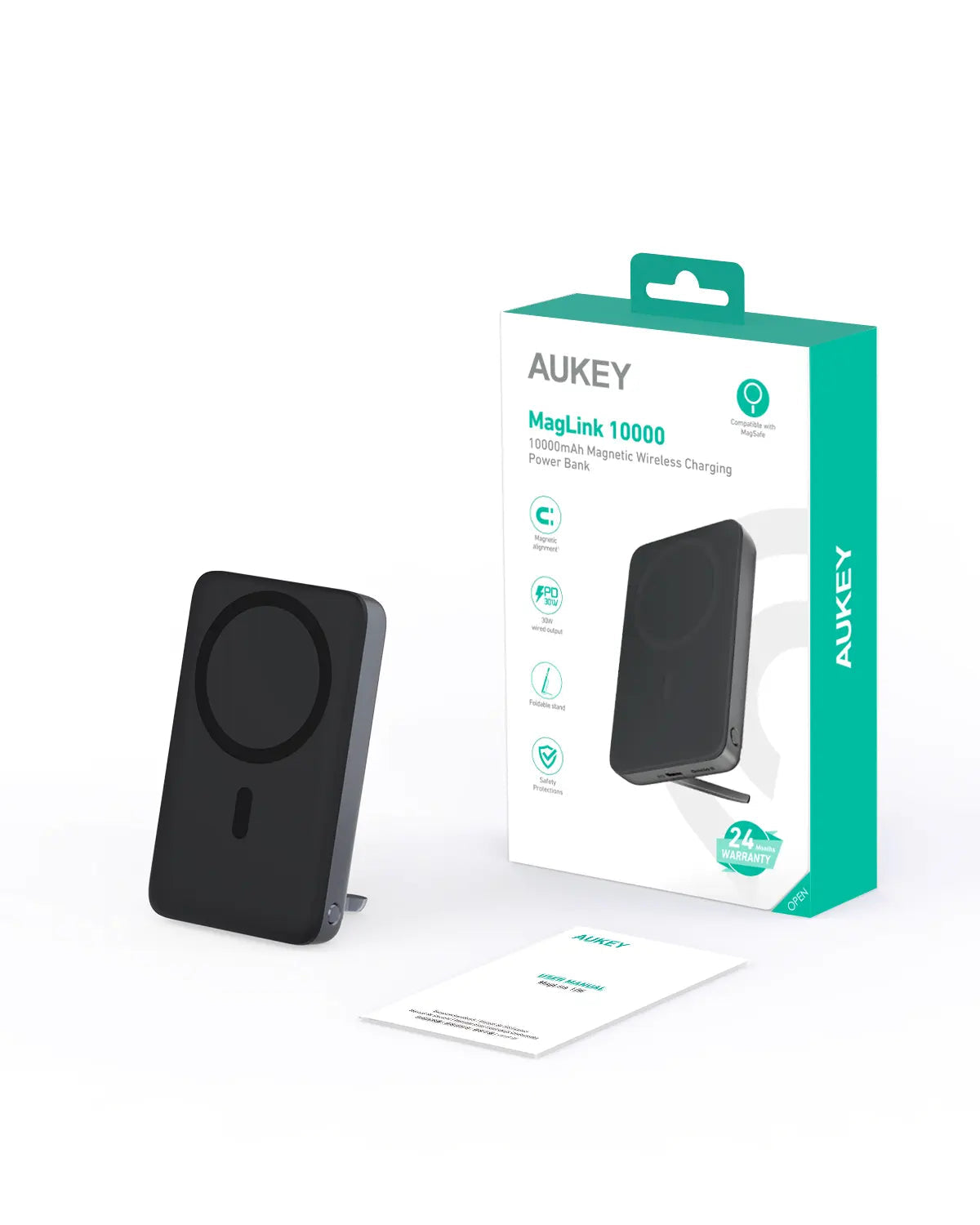 Aukey 10000mAh Magnetic Wireless Charging Power Bank - SuperSaverAU - view 10