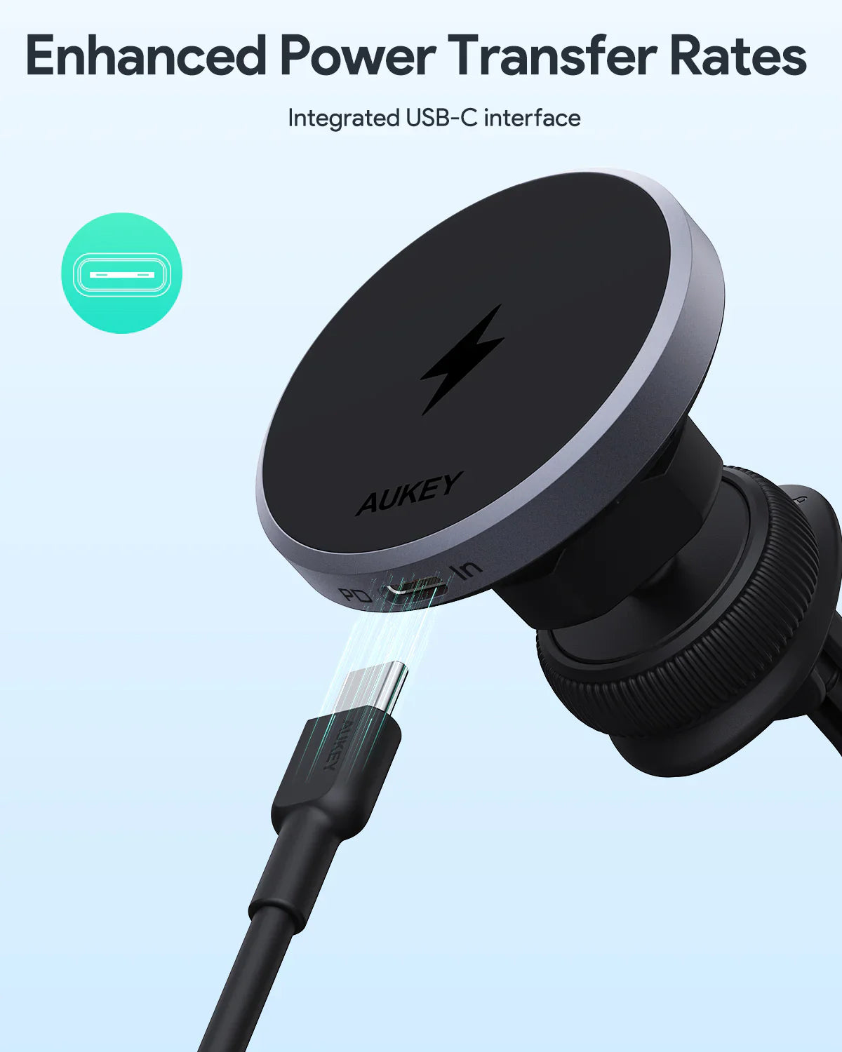 Aukey Magnetic Wireless Charging Car Phone Mount HD-MC13 - SuperSaverAU - view 3