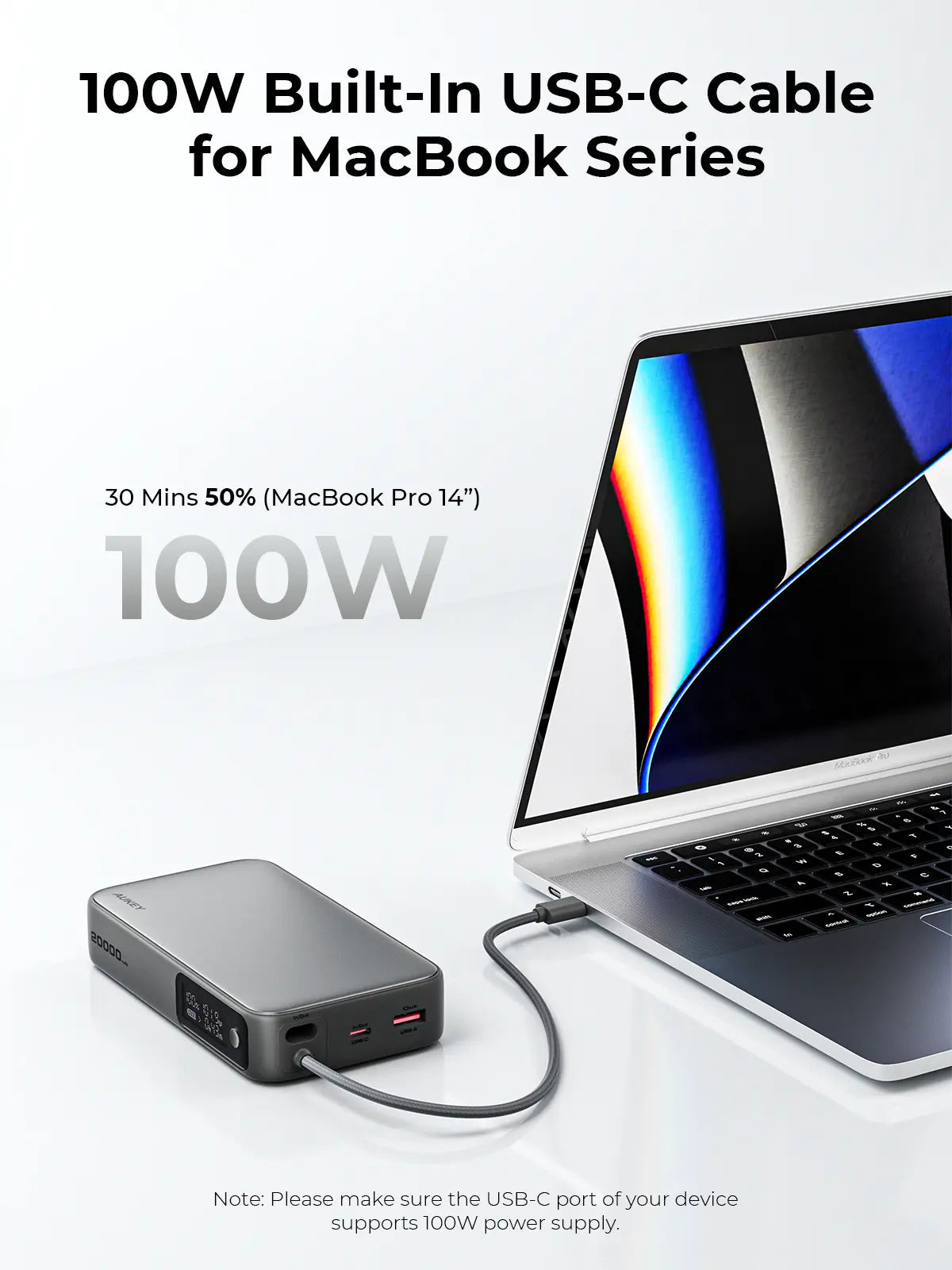 Aukey Spark Sling 20000 Power Bank with USB-C Cable PB-Y48