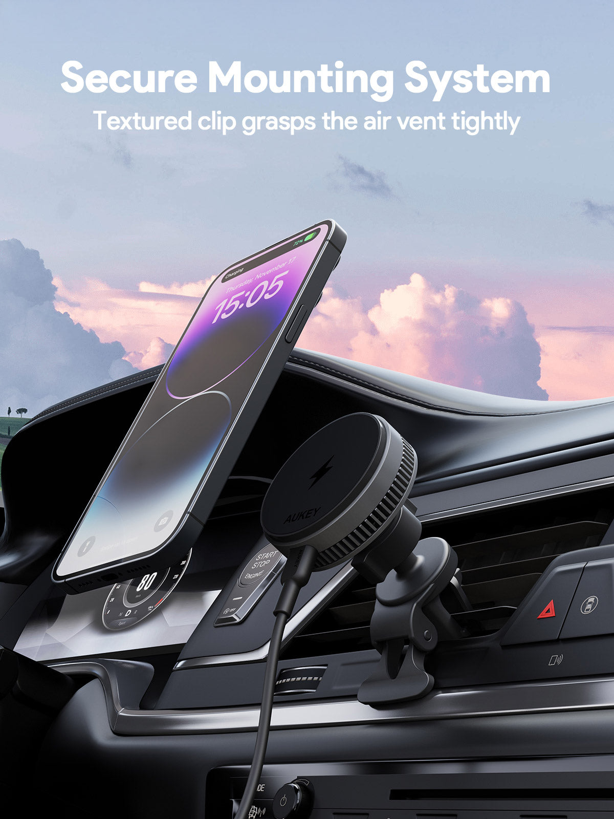 Aukey 15W MagSafe Wireless Car Charger with Active Cooling - SuperSaverAU - view 7
