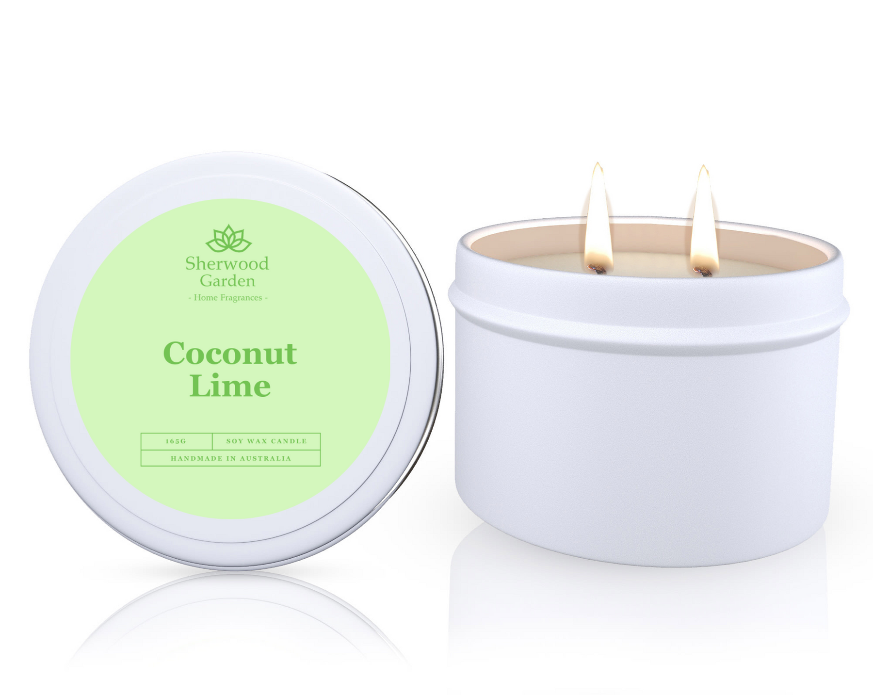 Coconut Lime Soy Candle Tin 165g - Handmade, Natural Soy Wax, 25hrs+ Burn Time - SuperSaverAU - view 1