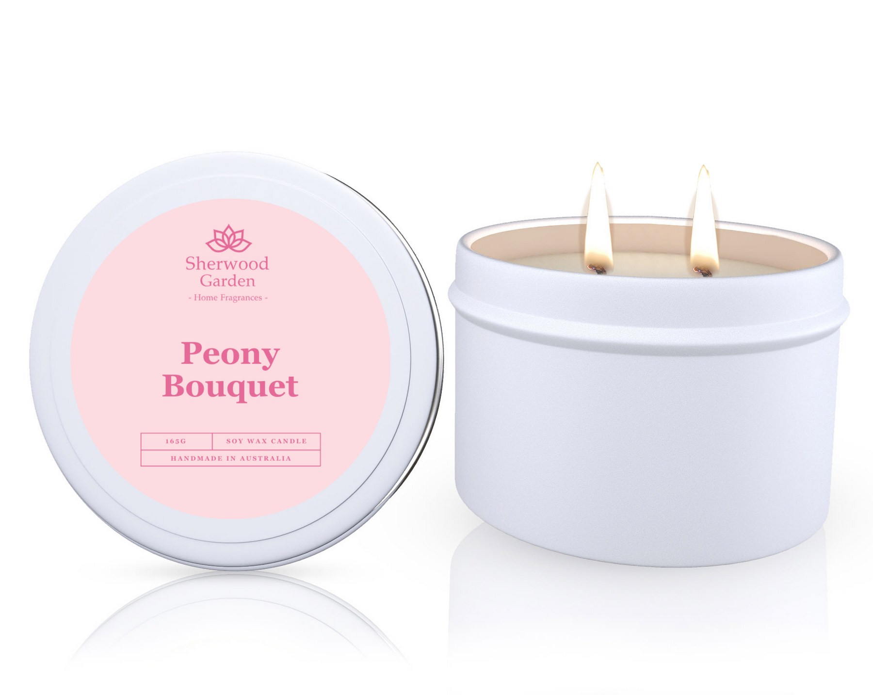 Peony Bouquet Soy Candle Tin 165g - Luxurious Peony, Rose & Jasmine Scent - SuperSaverAU - view 1