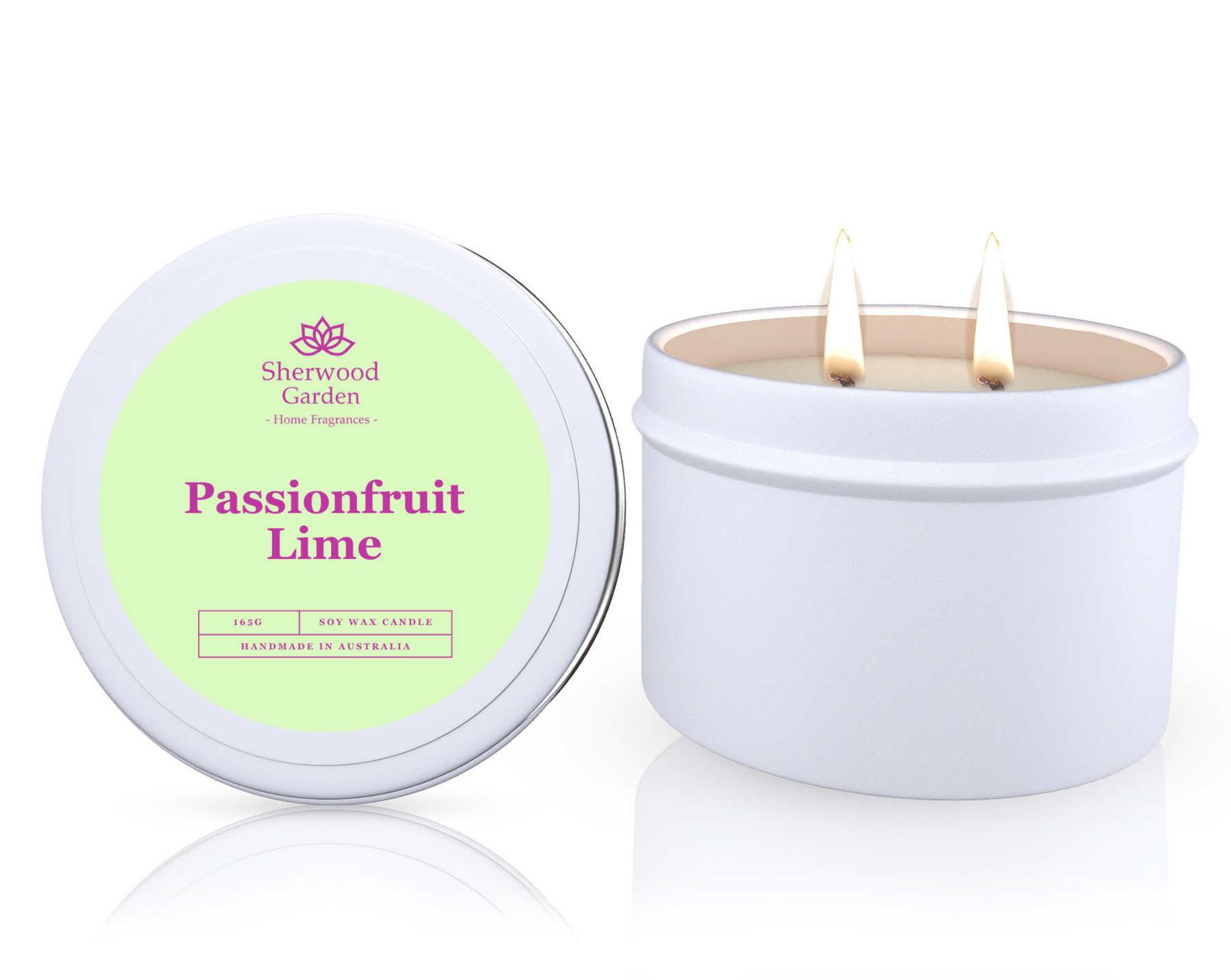 Passionfruit Lime Soy Candle Tin 165g - Handmade, 25hrs+ Burn Time - SuperSaverAU - view 1