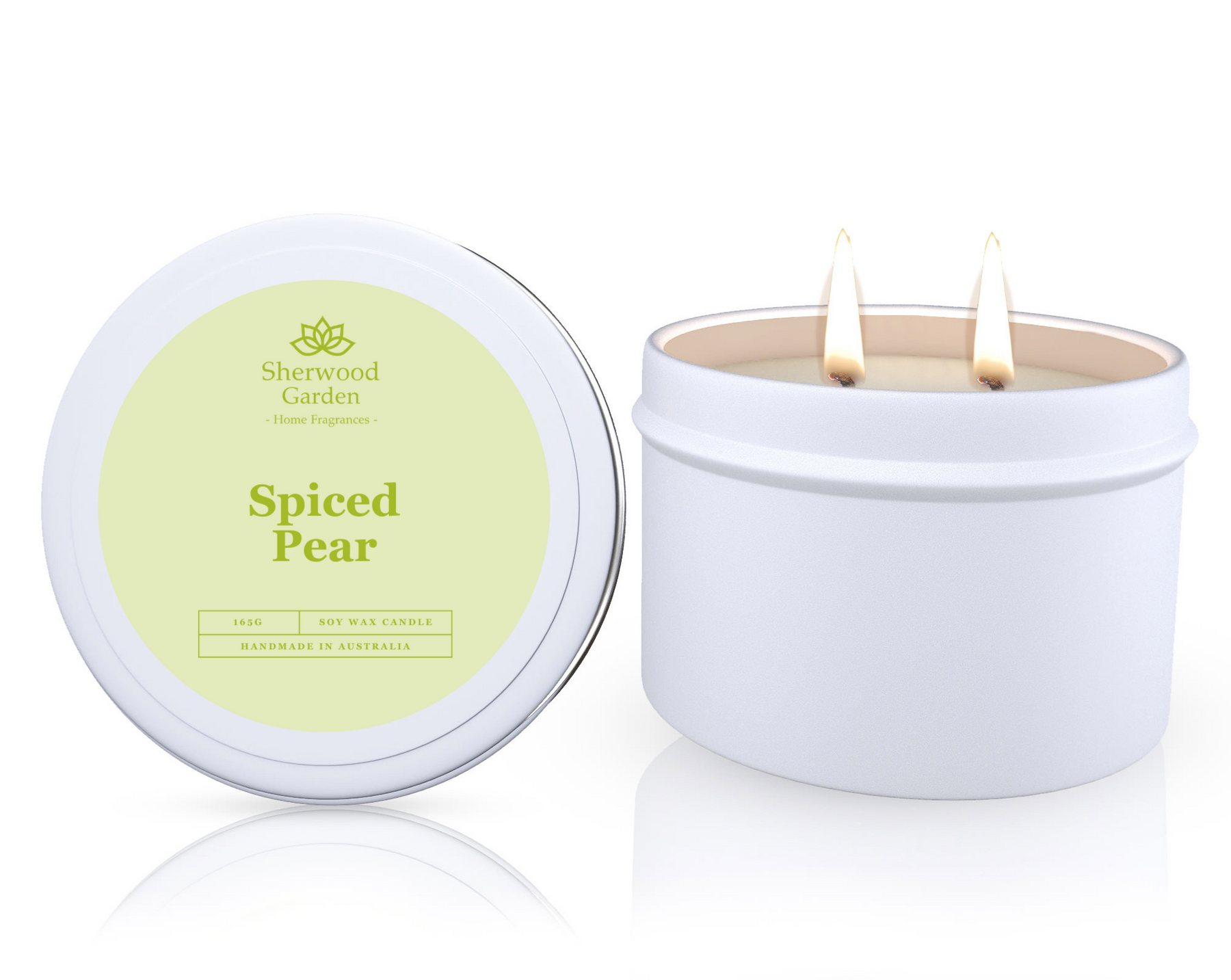 Spiced Pear Soy Candle Tin 165g - Handmade, Natural Soy Wax, 25hrs+ Burn Time - SuperSaverAU - view 1