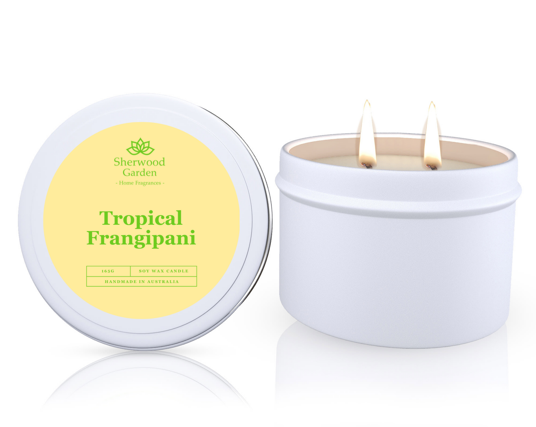 Tropical Frangipani Soy Candle Tin 165g - Handmade, 25hrs+ Burn Time - SuperSaverAU - view 1