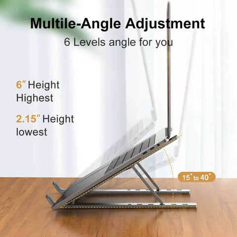 NNEOBA Portable Aluminum Laptop Stand - Adjustable Height, Lightweight, Silver - SuperSaverAU - view 1