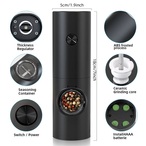NNEOBA Electric Automatic Grinder with LED Light, Adjustable Coarseness, 180 x 55 mm - SuperSaverAU - view 1