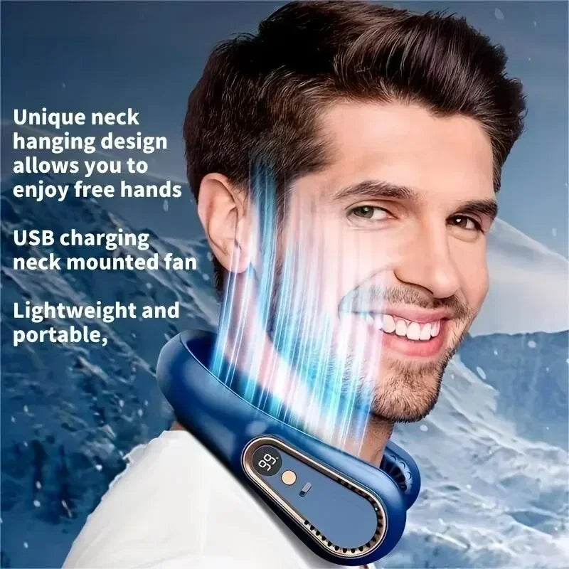 NNEOBA Neck Bladeless Fan Mini Portable - 2000 mAh, 5 Speeds, USB Charging, Hands-Free - SuperSaverAU - view 4