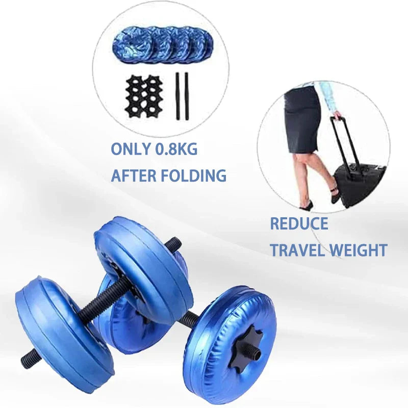 NNEOBA Blue Adjustable Water-Filled Dumbbell Set - 8-10kg