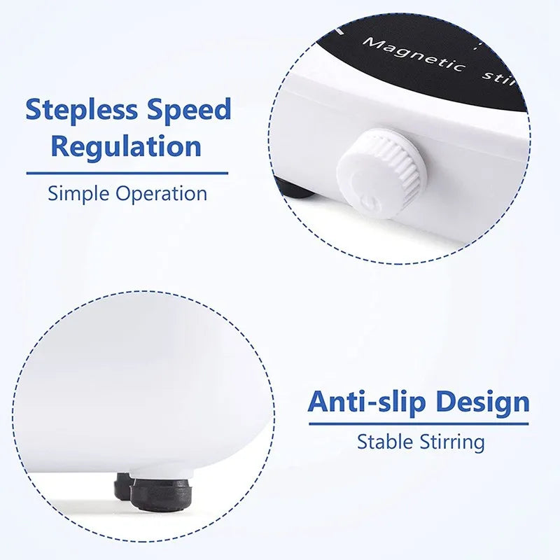 Premium White Mini Magnetic Stirrer 4000RPM Portable Mixer 2L Capacity