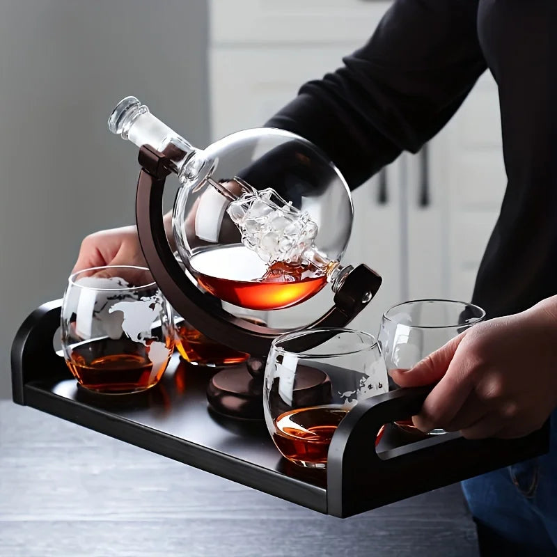 Premium Globe Whiskey Decanter Set – Lead-Free Glass Carafe