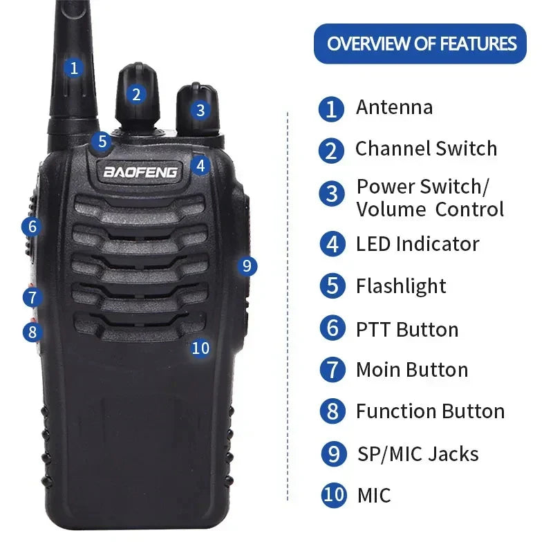 Premium BF-888S V2 Long Range UHF Walkie Talkies 2 Pack