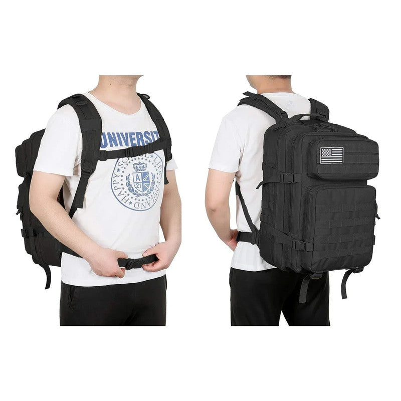 Premium Tactical MOLLE Backpack – Black 45L, Water-Resistant 900D Fabric