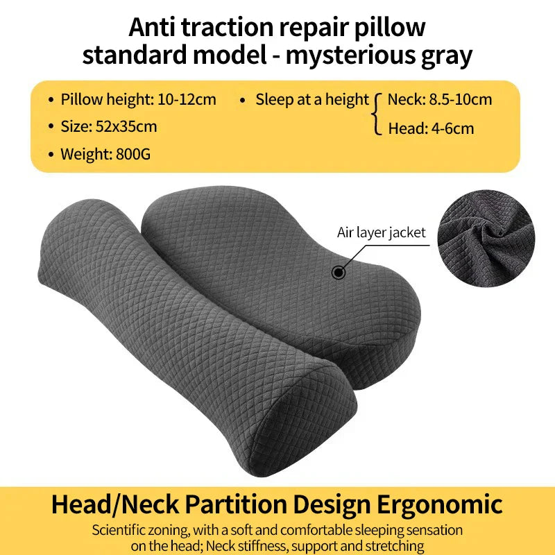 Ergonomic Memory Foam Cervical Pillow Orthopedic Contour Grey - SuperSaverAU - view 5