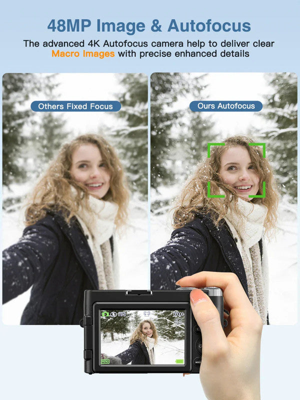 Premium Black 4K Digital Camera with Autofocus Anti Shake and Flip Screen