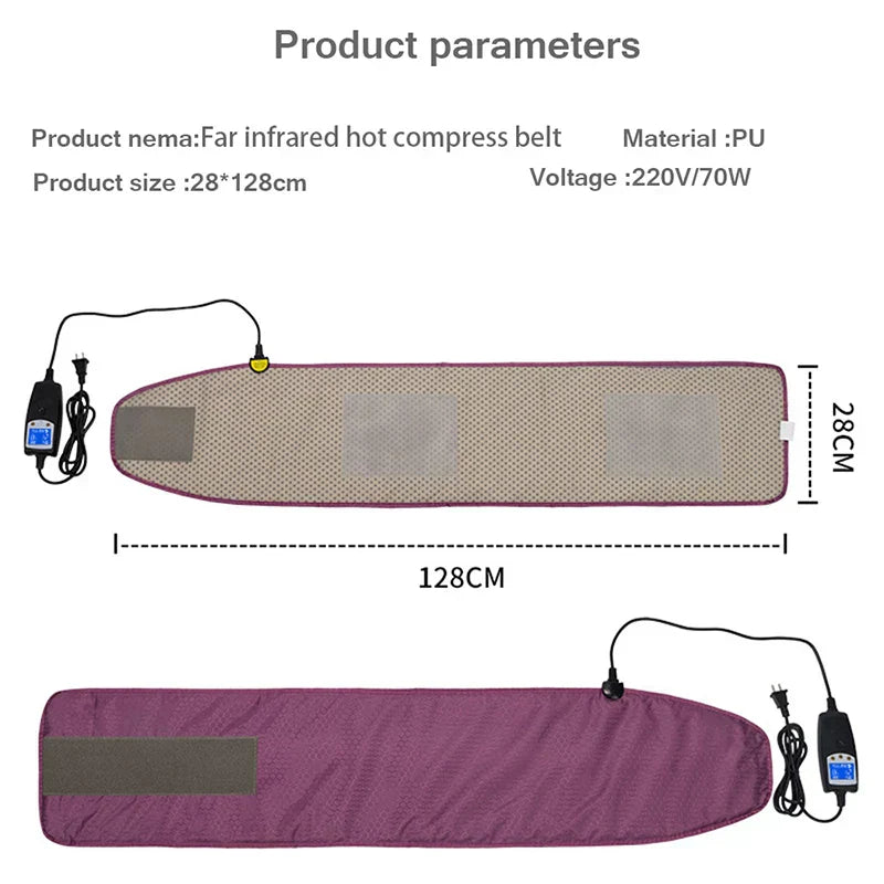 Pink Far Infrared Electric Sauna Heating Belt for Waist Belly and Back Warmth