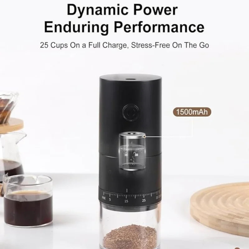 Premium Portable Electric Coffee Grinder with 38 Grind Settings USB-C Rechargeable