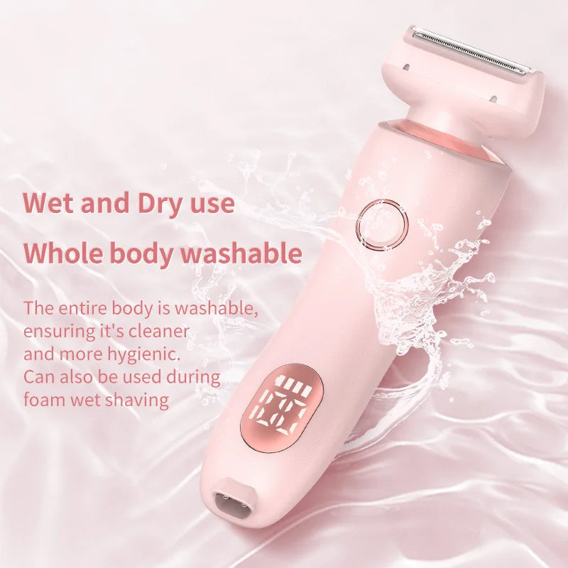 Pink 2 in 1 Waterproof Electric Shaver USB Rechargeable Hair Removal Groomer