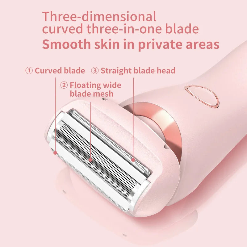 Pink 2 in 1 Waterproof Electric Shaver USB Rechargeable Hair Removal Groomer
