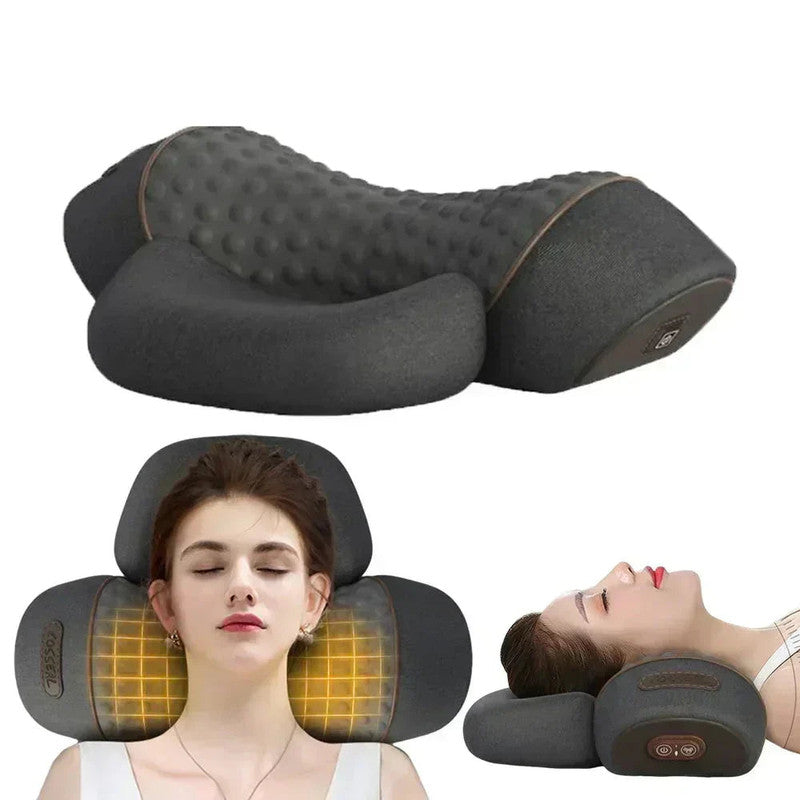 Heated Electric Cervical Massage Pillow with 3 Heat Levels and 3 Vibration Modes