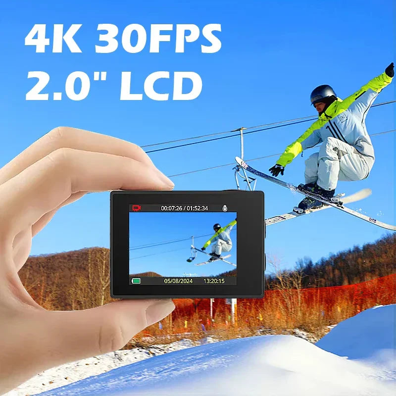 Premium Black 4K Action Camera 30M Waterproof Sports Cam with WiFi