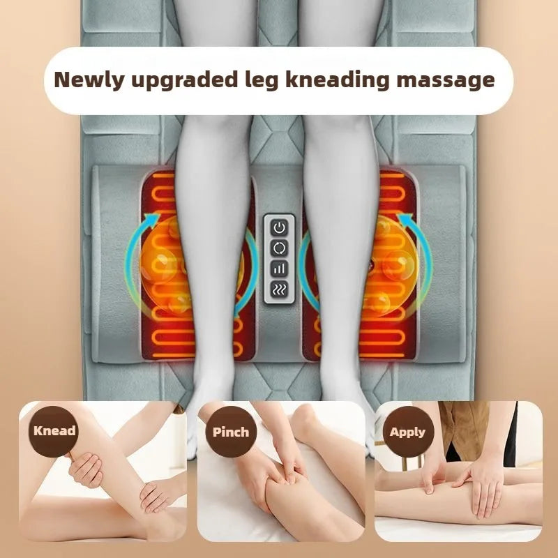 Grey Electric Full Body Massage Mattress with Heat Airbag Kneading and Remote
