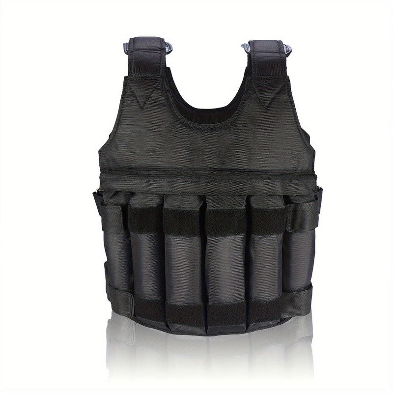 Premium Black Adjustable Weighted Vest for Fitness Training - 50kg Capacity