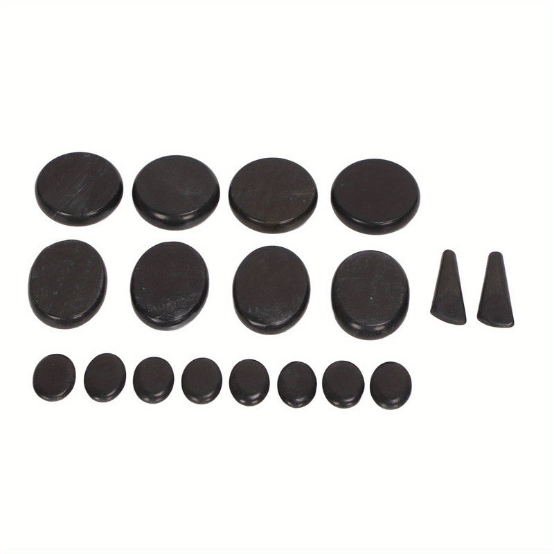 18 Piece Heated Basalt Massage Stone Set with Warmer Box for Hot Stone Therapy