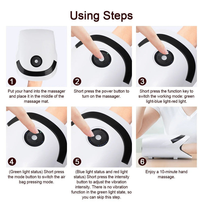White Rechargeable Hand Massager with Heat Vibration and 5 Heating Levels