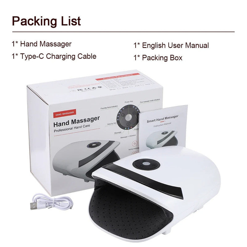 White Rechargeable Hand Massager with Heat Vibration and 5 Heating Levels