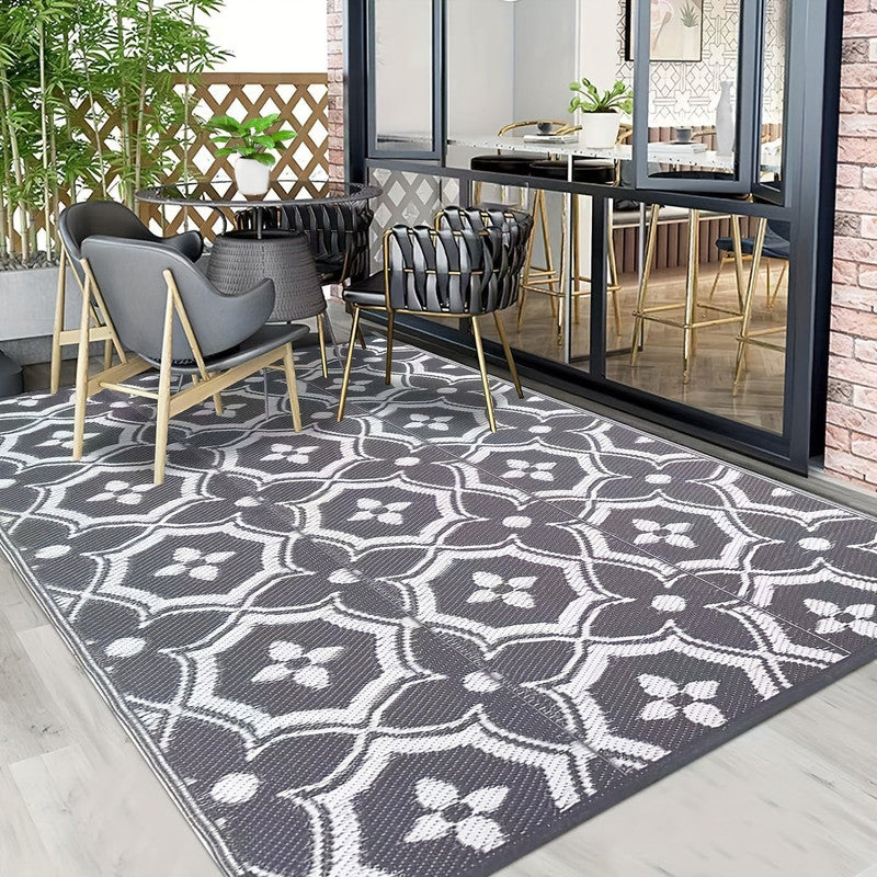 Premium Reversible Outdoor Patio Mat – Geometric Polypropylene Rug 152.4 x 243.84cm