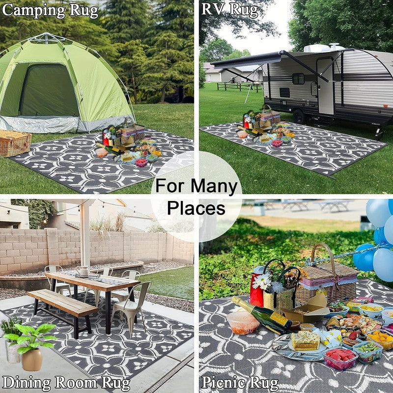 Premium Reversible Outdoor Patio Mat – Geometric Polypropylene Rug 152.4 x 243.84cm