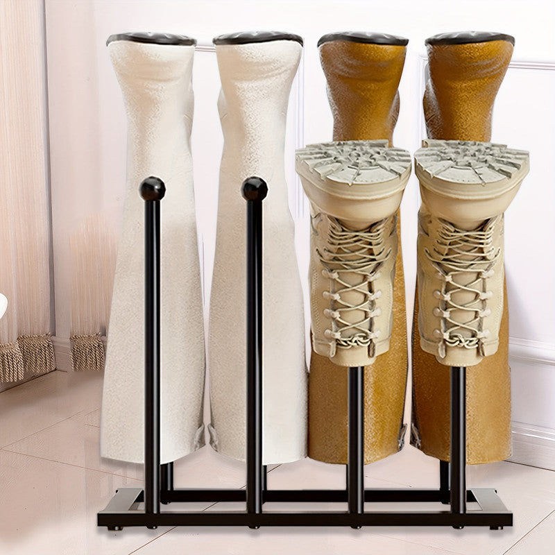Black Metal Shoe Rack Organiser Compact Entryway Storage Shelf for Shoes