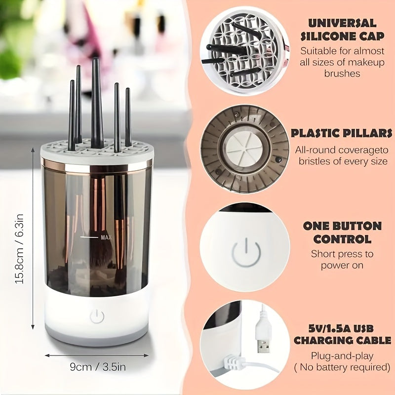 White USB Electric Makeup Brush Cleaner Compact Plug-In Brush Washing Tool