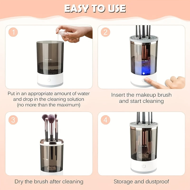 White USB Electric Makeup Brush Cleaner Compact Plug-In Brush Washing Tool