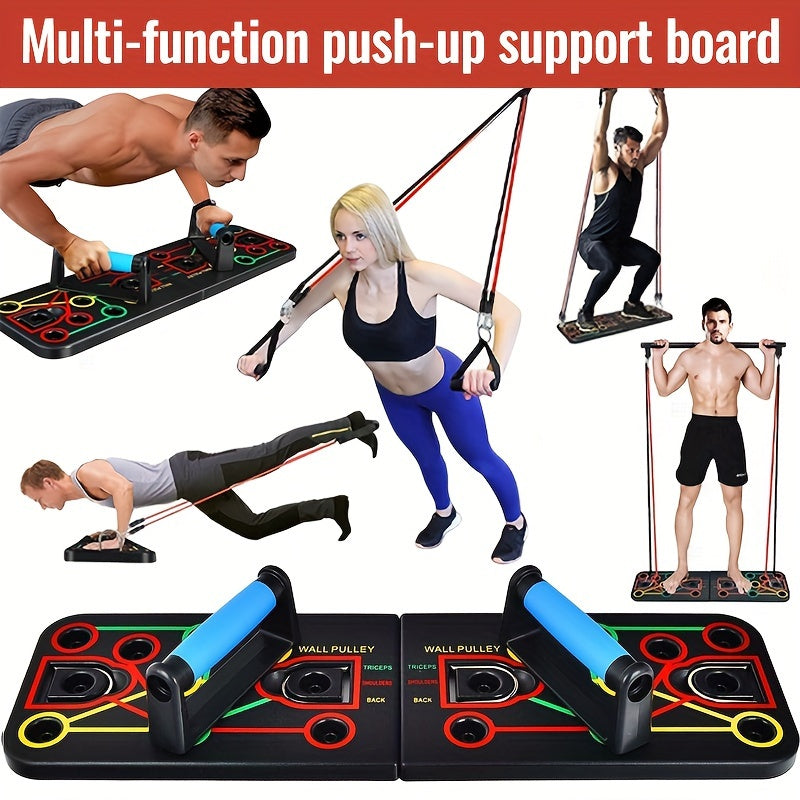 Premium Black Push-Up Board Set with Resistance Bands