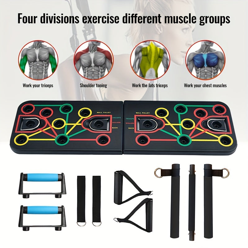 Premium Black Push-Up Board Set with Resistance Bands