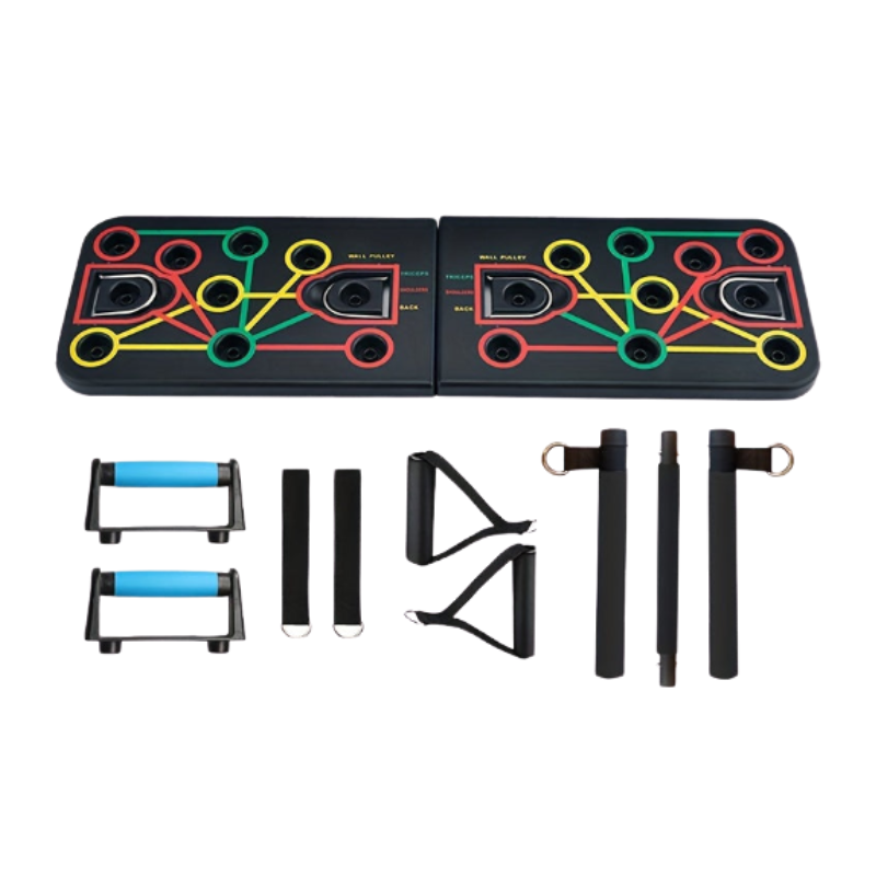 Premium Black Push-Up Board Set with Resistance Bands