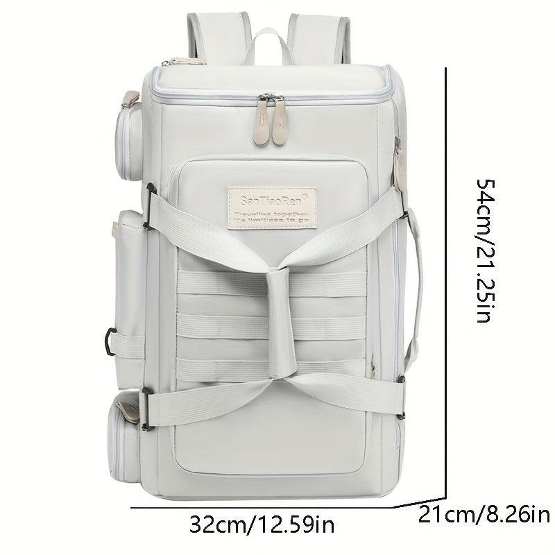 Premium Daypack Backpack – Silvery Grey Nylon with Tassel Accent