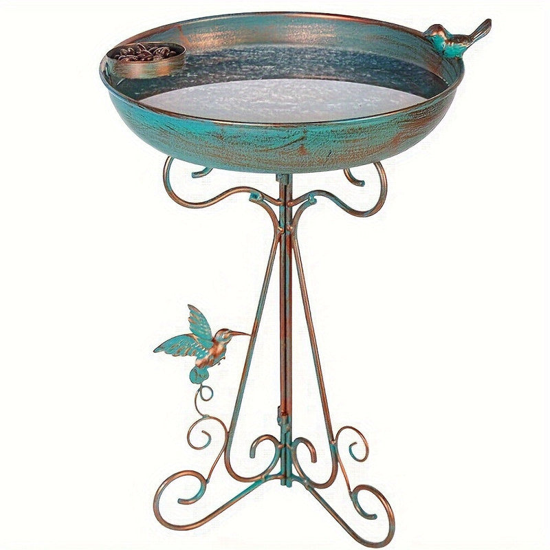 Premium Bird Bath with Feeder Pedestal - Bronze 43cm