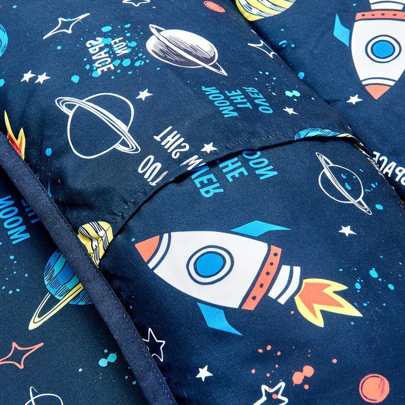 Premium Rocket Pattern Kids Nap Mat - Blue