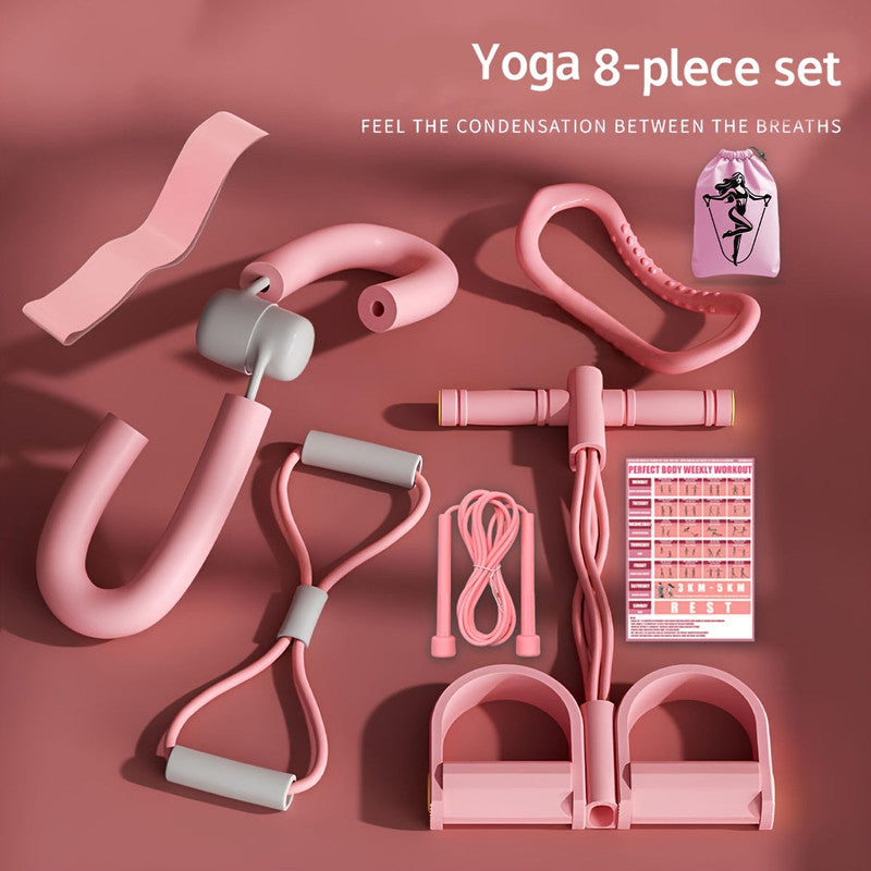 Premium Pink Yoga Pilates Fitness Set with Accessories - 8pcs