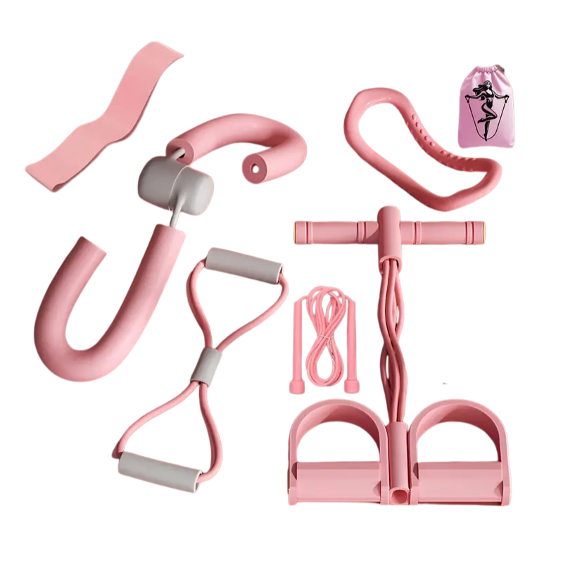 Premium Pink Yoga Pilates Fitness Set with Accessories - 8pcs