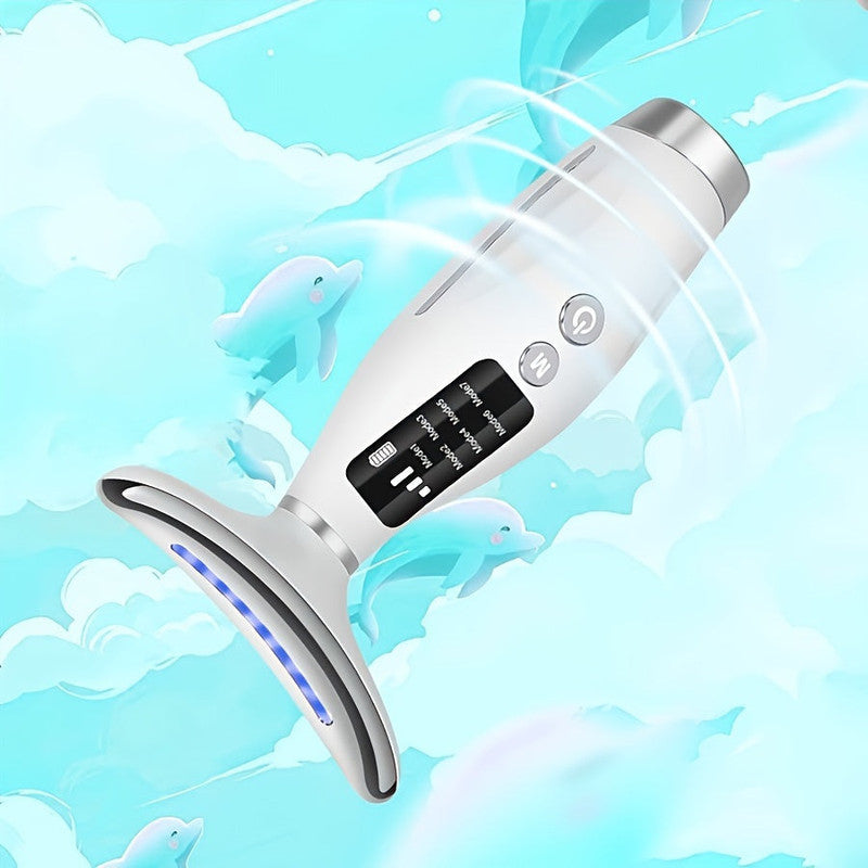 White 7-in-1 Heated Neck and Face Skincare Massager with USB Rechargeable Design