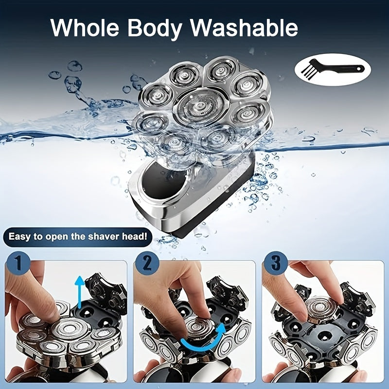 6 in 1 Cordless Electric Shaver Grooming Kit Black USB Rechargeable 9D Head
